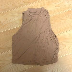 Brown high neck crop top